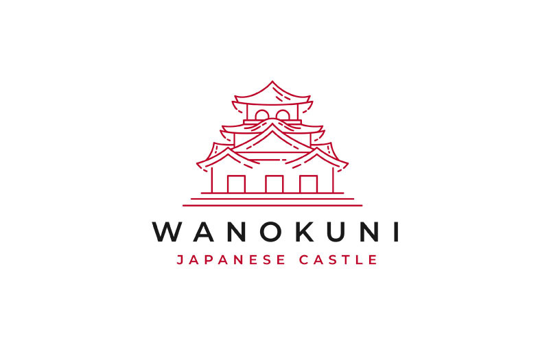 Line Art Japanese Castle Logo Design Illustration Logo Template