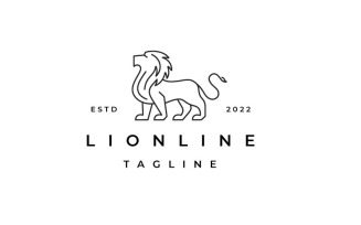 Line Art Lion Logo Design Vector Illustration