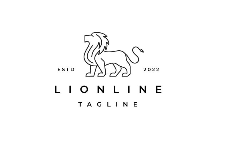 Line Art Lion Logo Design Vector Illustration Logo Template
