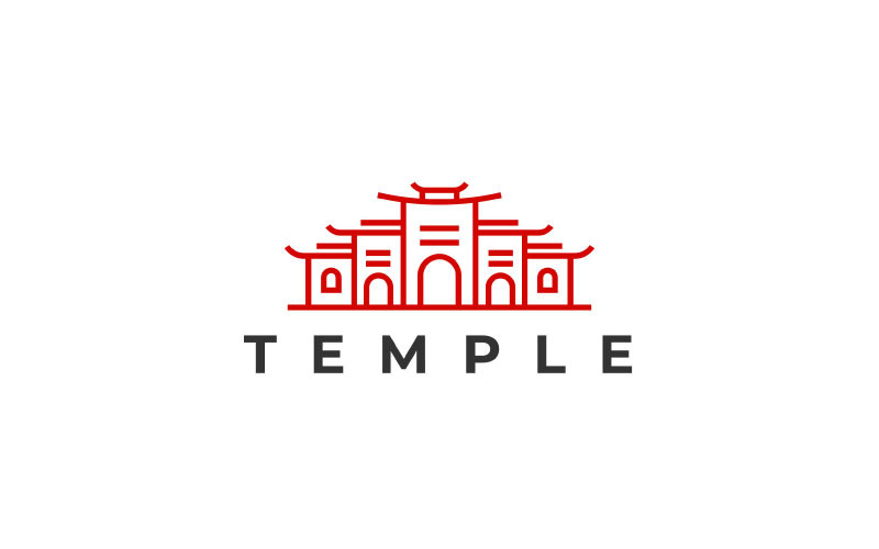 Line art Monoline Temple Logo Design Illustration Template Logo Template