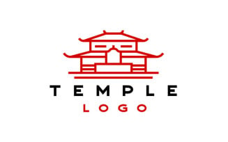 Line Art Monoline Temple Logo Design Vector Illustration Template