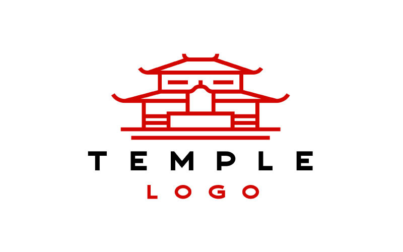 Line Art Monoline Temple Logo Design Vector Illustration Template Logo Template