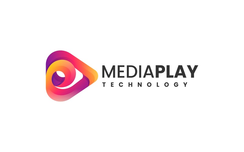 Media Play Gradient Logo Style Logo Template