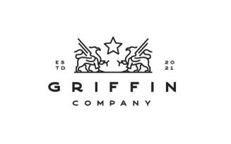 Monoline Griffin Logo Design Vector Template