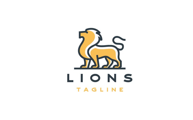 Monoline Lion Logo Design Vector Illustration Logo Template