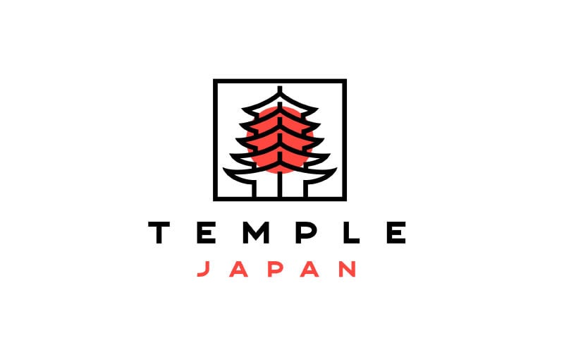 Monoline Temple Logo Design Illustration Template﻿ Logo Template