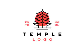 Monoline Temple Logo Design Vector Template