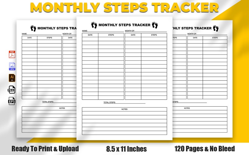 Monthly Steps Tracker KDP Interior Design Planner