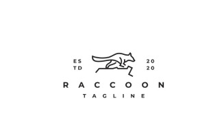 Raccoon Line Outline Logo Design Vector