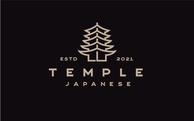 Retro Monoline Temple Logo Design Illustration Logo Template