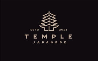 Retro Monoline Temple Logo Design Illustration