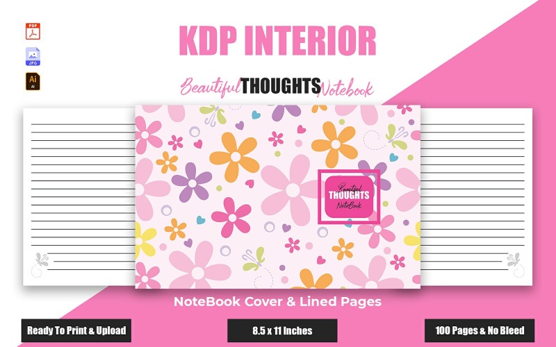 Beautiful Thoughts Notebook KDP Interior Design Planner