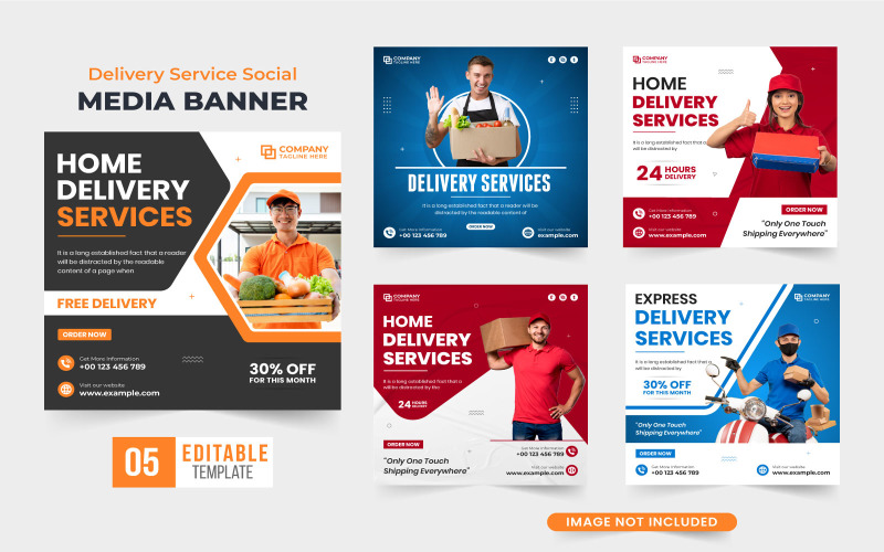 Delivery service web banner collection Social Media