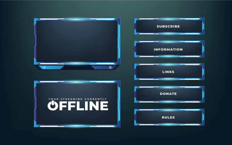 Gaming frame and streaming template Vector Graphic