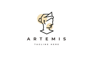 Goddess Greek Artemis Line art Logo Design Template