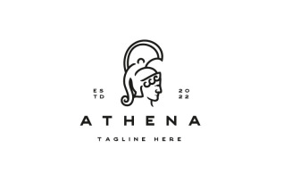 Goddess Greek Athena Logo Design Vector Template