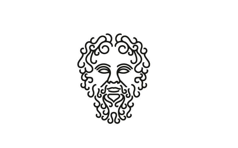 Greek god Zeus Line Art Logo Design Vector Template Logo Template