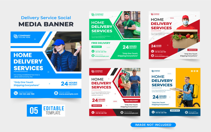 Home delivery service marketing template Social Media