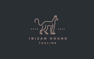 Ibizan Hound Dog, Line Art Hunting Dog Silhouette Vector Logo Inspiration