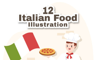 12 Italian Food Restaurant Illustration