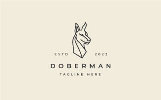 Line Art Doberman Pinscher Dog Logo Design