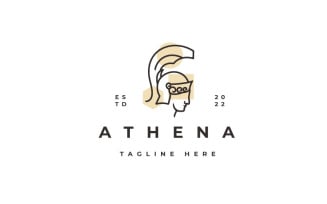 Line Art Goddess Greek Athena Logo Design Vector Template