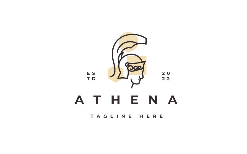 Line Art Goddess Greek Athena Logo Design Vector Template Logo Template