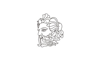 Line Art Greek God Poseidon, Ancient Greek God Logo Design Inspiration