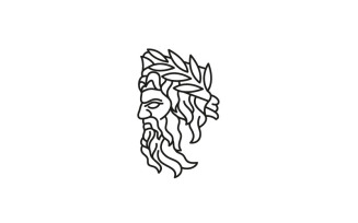 Line Art Greek god Zeus Logo Design Vector Template