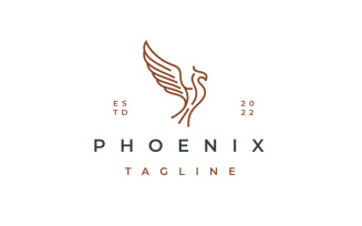 Line Art Phoenix Bird Logo Template