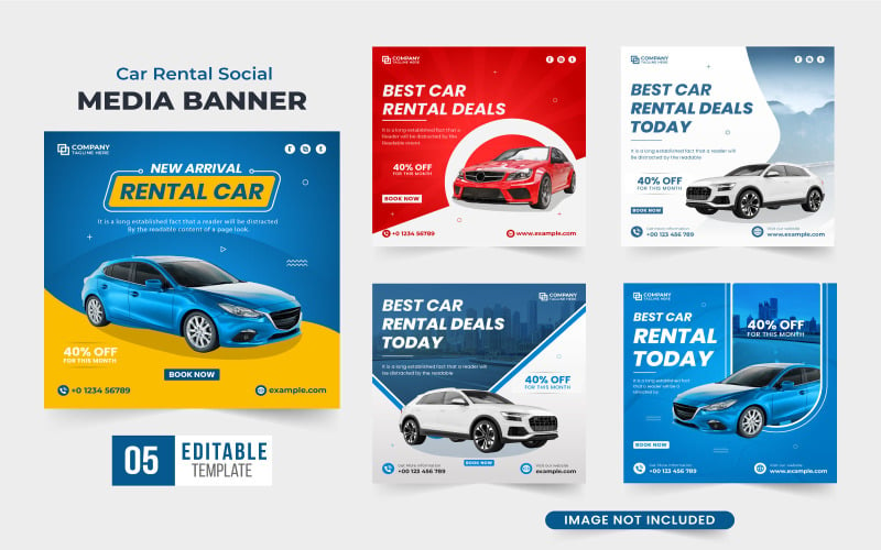 Rent a car business promotion template Social Media