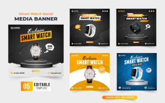 Smartwatch sale poster template vector