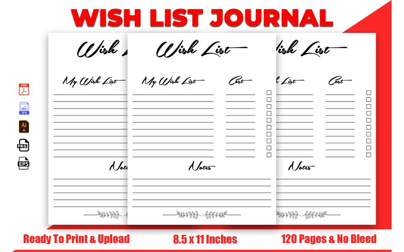 Wish List Journal KDP Interior Design Planner
