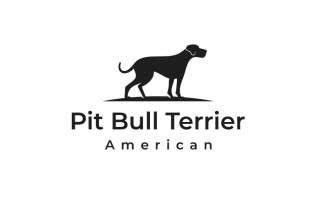 American Bulldog, Pitbull Silhouette Logo Design Vector Illustration
