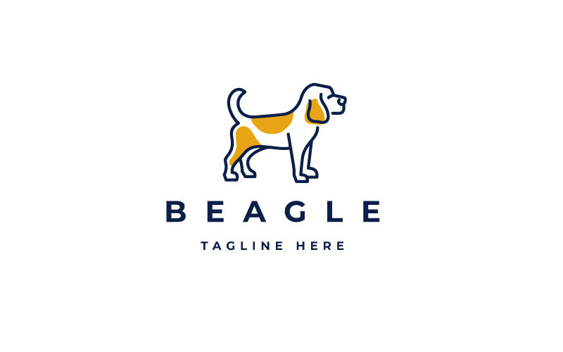 Beagle Dog Monoline Logo Design Vector Logo Template