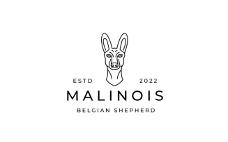 Belgian Malinois Dog Line Art Logo Design Vector Template