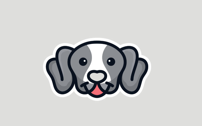 Cute Dog Head Logo Design Vector Illustration Logo Template