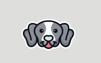 Cute Dog Head Logo Design Vector Illustration