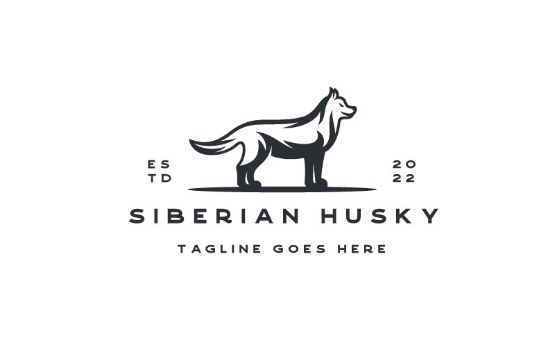 Dog Siberian Husky Logo Design Vector Logo Template