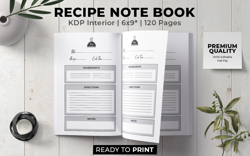 Food Recipe Notebook KDP Interior Planner