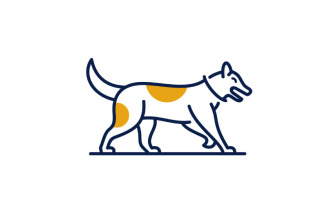 Line Art Dog Logo Design Vector Illustration