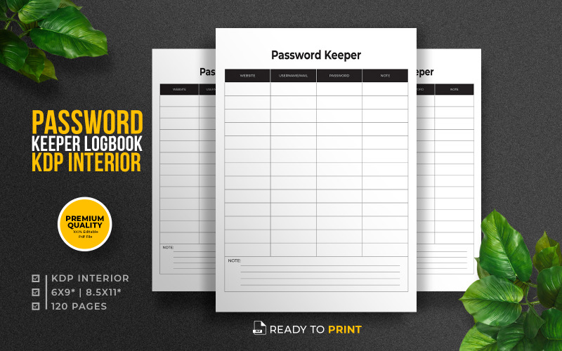 Password Keeper Logbook KDP Interior Planner