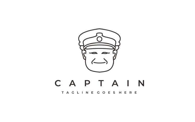 Sailor, Line art Ship Captain Logo Design Vector Logo Template
