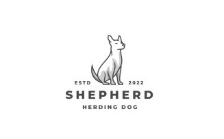 Shepherd Dog Silhouette Logo Design Vector Illustration