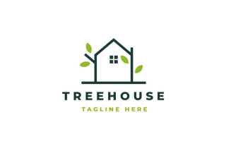 Tree And House Logo Design Template