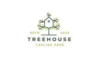 Tree And House Logo Design Vector Isolated, Abstract Tree Logo Design