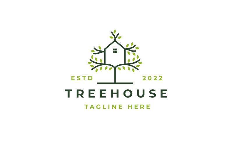 Tree And House Logo Design Vector Isolated, Abstract Tree Logo Design Logo Template