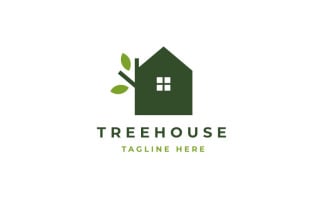Tree And House Logo Design Vector Template