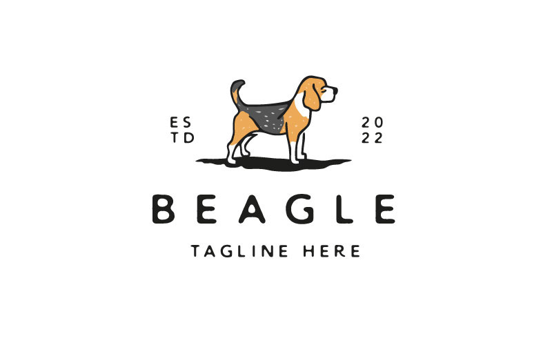 Vintage Hand Drawn Beagle Dog Logo Design Vector Logo Template