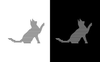 cat line art logo design template